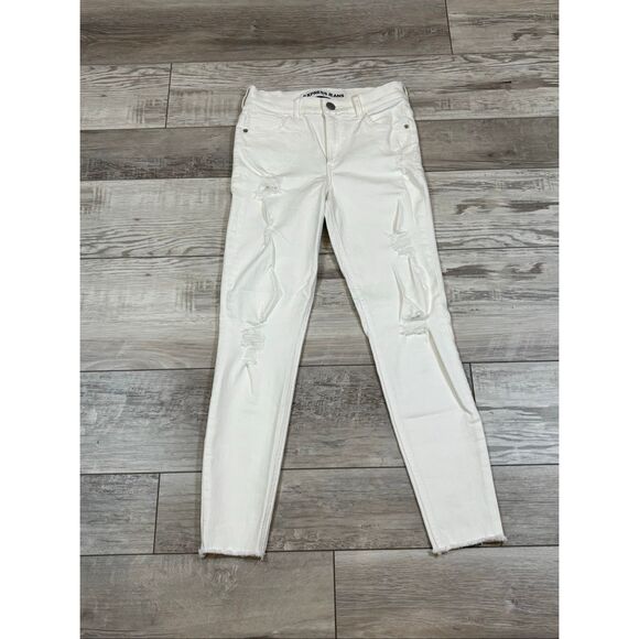 Express ankle legging high-rise white distressed jeans size 2 - Picture 1 of 13
